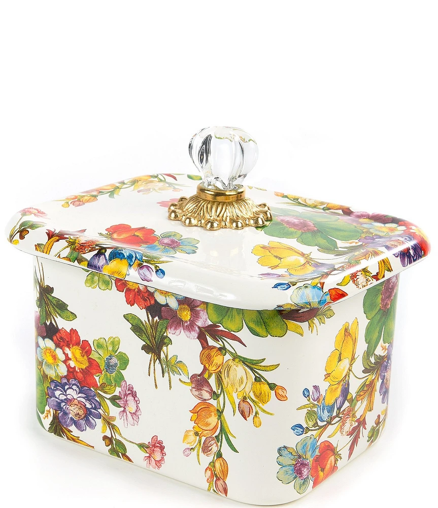 MacKenzie-Childs White Flower Market Enamel Recipe Box