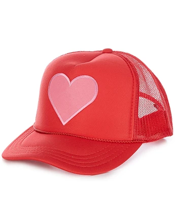 Madley Girls Pink Heart Trucker Hat