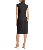 Maggy London Cap Sleeve Draped Sheath Dress