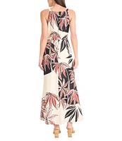 Maggy London Floral Print Square Neck Sleeveless Maxi Dress