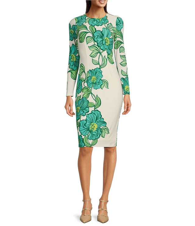 sachin and babi light blue dress Blue Floral Cap Sleeve Sheath Dress
