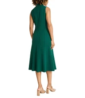 Maggy London Knit Mock Neck Sleeveless Side Pocket Midi Dress