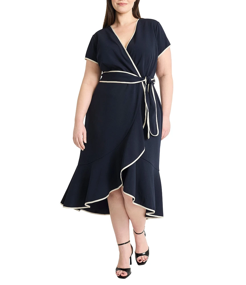 Maggy London Plus Size Short Sleeve Wrap Dress