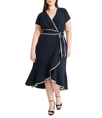 Maggy London Plus Size Short Sleeve Wrap Dress