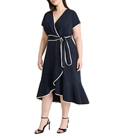 Maggy London Plus Size Short Sleeve Wrap Dress