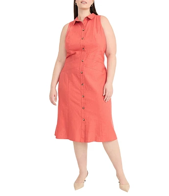 Maggy London Plus Size Sleeveless Shirt Dress