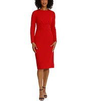 Maggy London Stretch Crew Neck Long Sleeve Dress