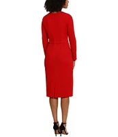 Maggy London Stretch Crew Neck Long Sleeve Dress