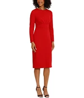 Maggy London Stretch Crew Neck Long Sleeve Dress