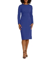 Maggy London Stretch Crew Neck Long Sleeve Dress