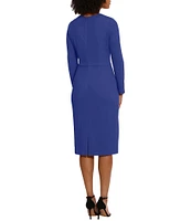 Maggy London Stretch Crew Neck Long Sleeve Dress