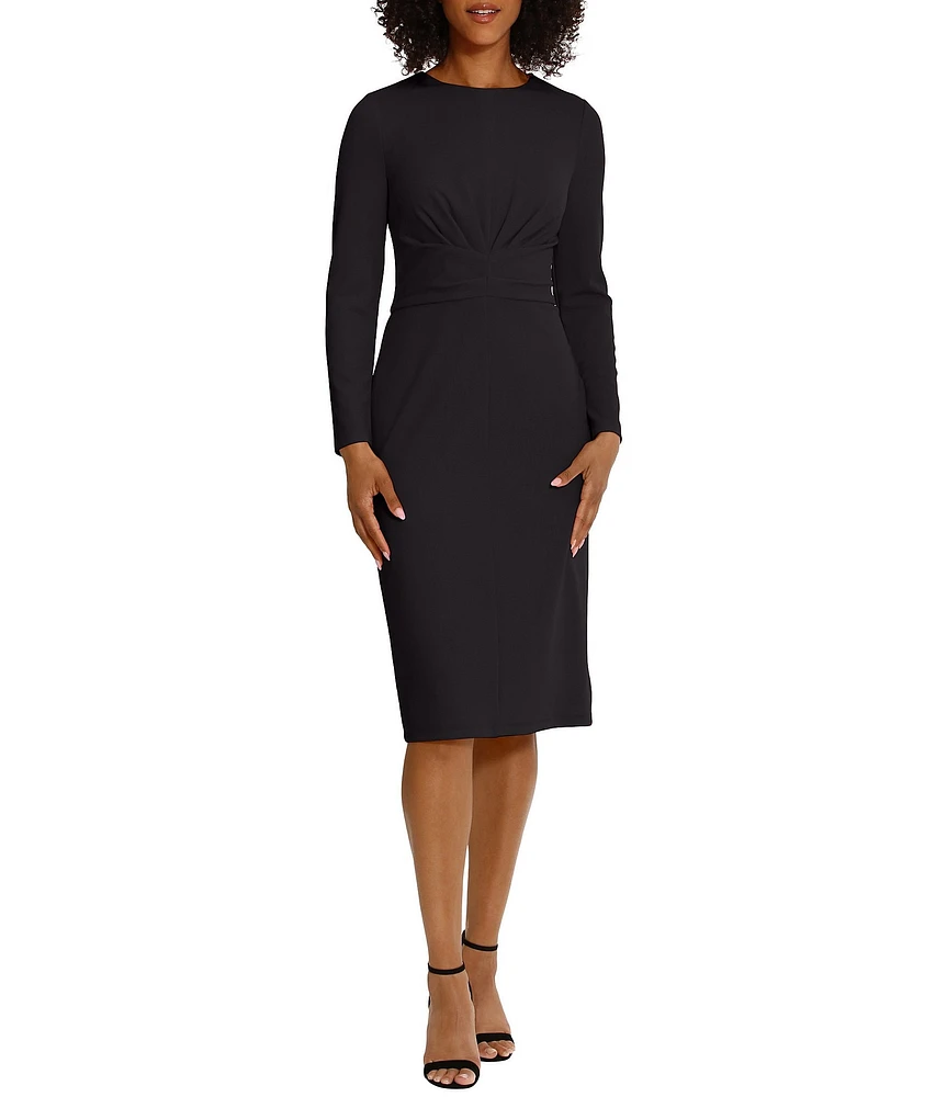 Maggy London Stretch Crew Neck Long Sleeve Dress