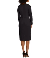 Maggy London Stretch Crew Neck Long Sleeve Dress