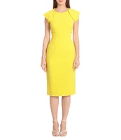 Maggy London Stretch Ruffle Cap Sleeve Sheath Dress