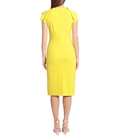 Maggy London Stretch Ruffle Cap Sleeve Sheath Dress