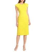 Maggy London Stretch Ruffle Cap Sleeve Sheath Dress