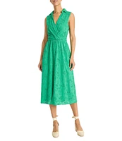 Maggy London Voile V-Neck Sleeveless A-Line Midi Dress