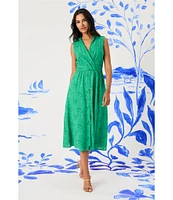 Maggy London Voile V-Neck Sleeveless A-Line Midi Dress