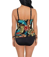 Magicsuit Aloe Susan Tropical Print Underwire Keyhole Highneck Blouson Side Tie One Piece Convertible Swim Dress