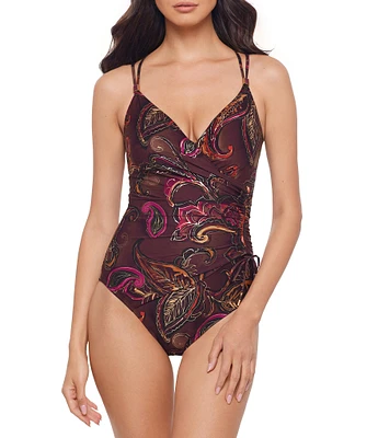 Magicsuit Empress Celeste V-Neck Underwire Bra Shirred Surplice One Piece Swimsuit