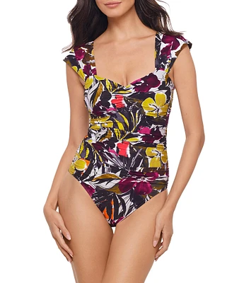Magicsuit Hot House Natalie Sweetheart Neck Cap Sleeve Bandeau One Piece Swimsuit