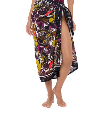 Magicsuit Hot House Printed Embroidered Hem Pareo Swim Cover-Up