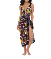 Magicsuit Hot House Printed Embroidered Hem Pareo Swim Cover-Up