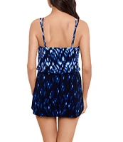 Magicsuit Indio Kami Printed Adjustable Tie Front V-Neck Pocket One Piece Swimsuit Dress