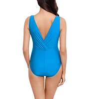 Magicsuit Marquis Kristi Solid Plunge Neck Draped V-Back One Piece Swimsuit