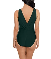 Magicsuit Marquis Kristi Solid Plunge Neck Draped V-Back One Piece Swimsuit