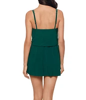 Magicsuit Obi One Kami Printed Adjustable Tie Front V-Neck Pocket One Piece Swim Dress