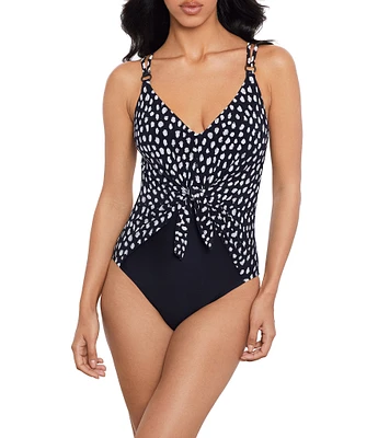 Magicsuit Pebbles Saki Printed V-Neck Tie Front One Piece Swimsuit