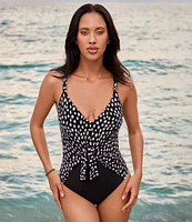 Magicsuit Pebbles Saki Printed V-Neck Tie Front One Piece Swimsuit