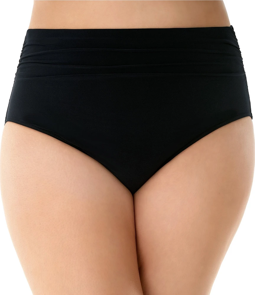 Magicsuit Plus Size Jersey Control Fit Shirred Brief Swim Bottom