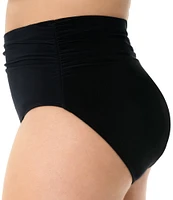 Magicsuit Plus Size Jersey Control Fit Shirred Brief Swim Bottom