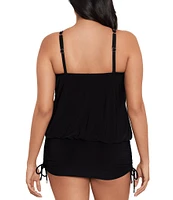 Magicsuit Plus Size Susan Solid Underwire Keyhole Highneck Blouson Side Tie One Piece Convertible Swim Dress