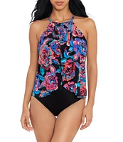 Magicsuit Sonic Blooms Floral Aubrey Halter One Piece Swimsuit