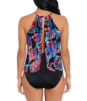 Magicsuit Sonic Blooms Floral Aubrey Halter One Piece Swimsuit