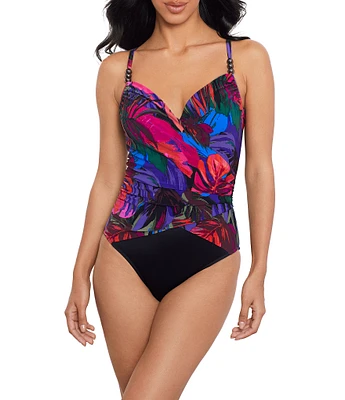 Magicsuit Summer Lovin Louise Printed Surplice Neck Hidden Underwire One Piece Swimsuit