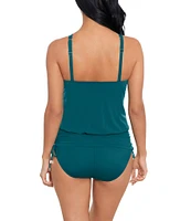 Magicsuit Susan Solid Underwire Keyhole Highneck Blouson Side Tie One Piece Convertible Swim Dress