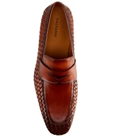 Magnanni Men's Shayne Leather Woven Penny Loafers