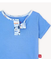 Magnetic Me Baby Boys 9-24 Months Forever And All-Waves Short Sleeve Henley & Printed Pull-on Shorts 2-Piece Set