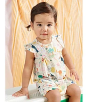 Magnetic Me Baby Girls Newborn-24 Months Wonderlust Wildlife Ruffle Sleeve Romper