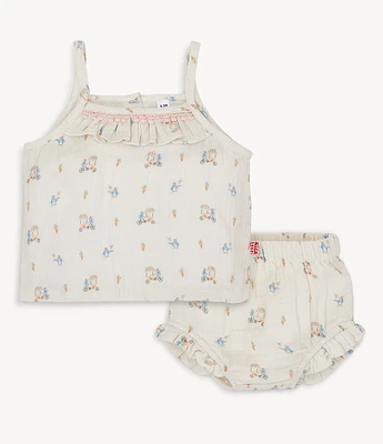 Magnetic Me® Baby Girls Newborn-9 Month Penguin Printed Gauze Tank Top & Bloomer Set