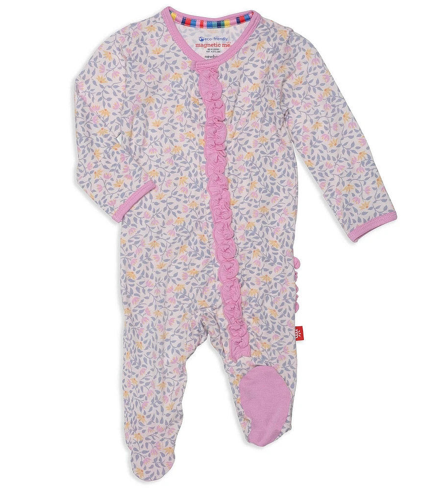 Magnetic Me Baby Girls Newborn-9 Months Long Sleeve Amelia Floral Footed Coverall