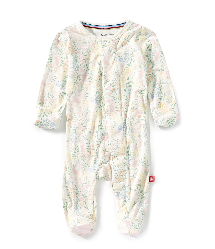 Magnetic Me Baby Girls Newborn-9 Months Long-Sleeve Hoppy Garden Footed Coverall