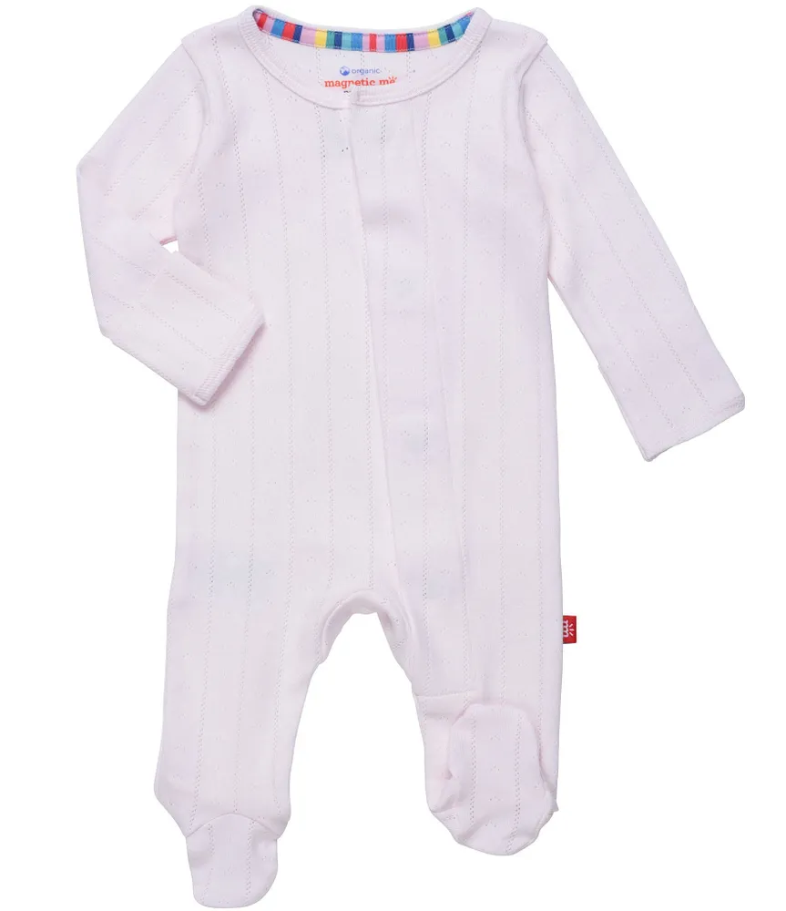 Magnetic Me Baby Girls Preemie-9 Months Long Sleeve Pointelle Knit Footie Coverall