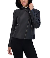 Marc New York Lunar Leather Hooded Moto Jacket