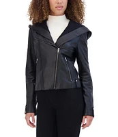 Marc New York Lunar Leather Hooded Moto Jacket