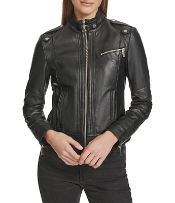 Marc New York Rego Collared Leather Racer Jacket